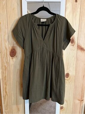Universal Thread Olive Green Linen Blend Mini Dress